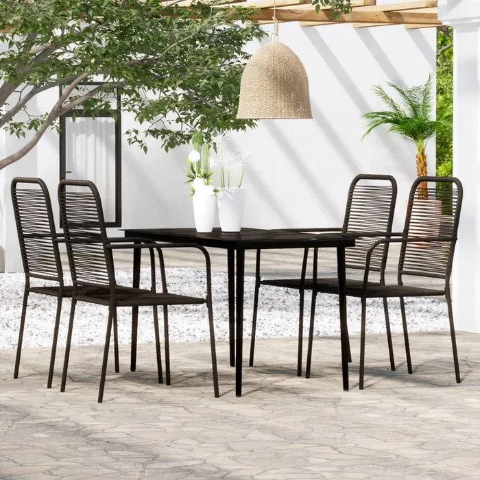 Juego de comedor de jardín 5 piezas negro VidaXL