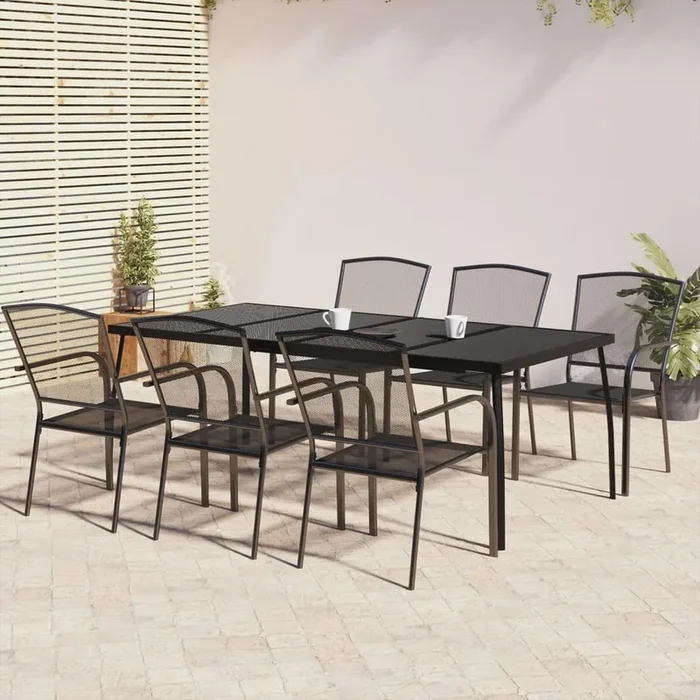 Juego de comedor de jardín 7 piezas acero gris antracita VidaXL