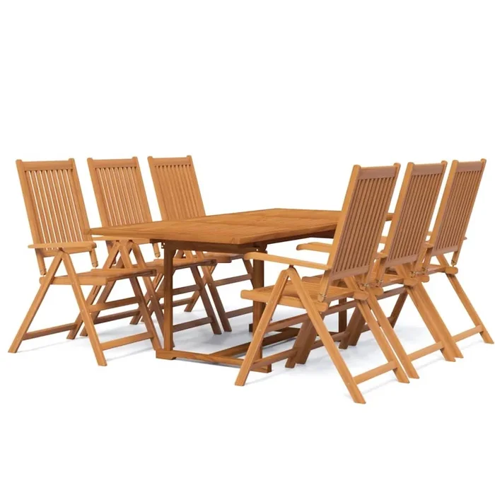 Juego de comedor de jardín 7 piezas madera maciza de acacia