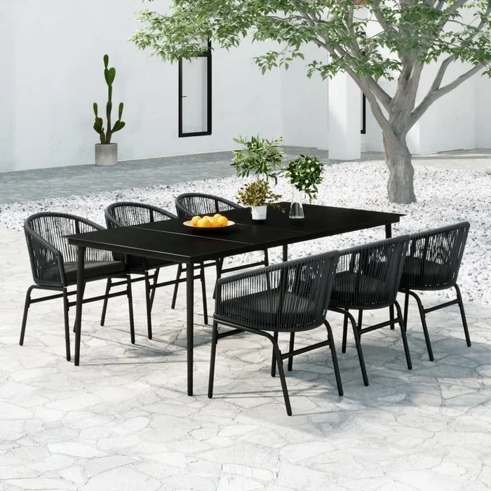 Juego de comedor de jardín 7 piezas ratán sintético gris VidaXL