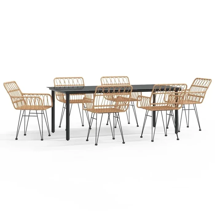 Juego de comedor de jardín 7 piezas ratán sintético