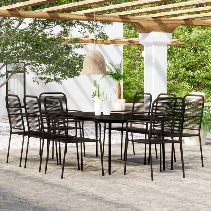 Juego de comedor de jardín 9 piezas negro VidaXL