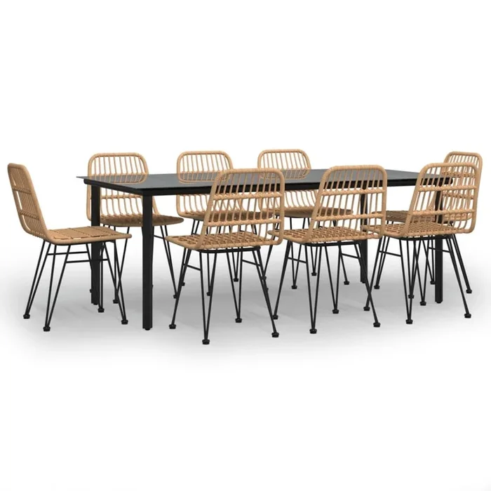 Juego de comedor de jardín 9 piezas ratán sintético