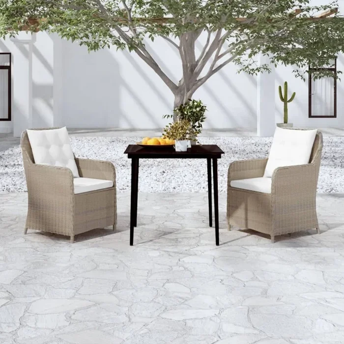 Juego de comedor de jardín de 3 piezas marrón VidaXL