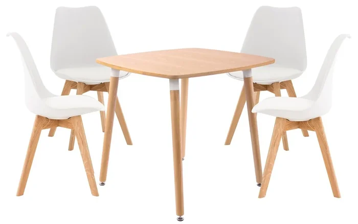 Juego de comedor Liborg para cuatro personas Madera Natural/blanco