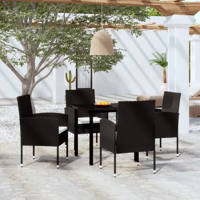 Juego de comedor para jardín 5 piezas negro VidaXL