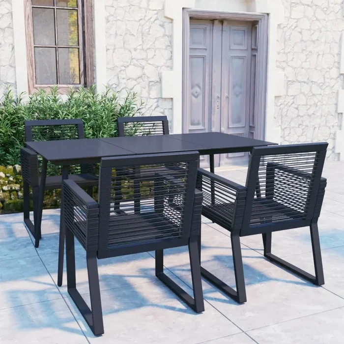 Juego de comedor para jardín 5 piezas ratán PVC negro VidaXL