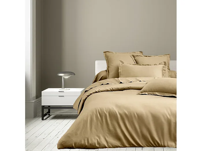 Juego de funda de edredón + 2FA 63x63cm de satén de algodón beige