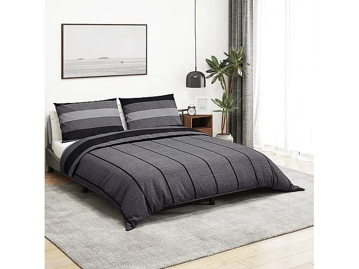 Juego de funda nórdica algodón gris oscuro 225×220 cm ES559873