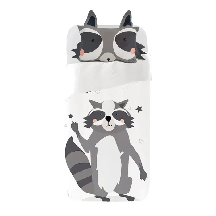 Juego de funda nórdica Infantil Mapache Mapache – Gris – Cama90 (160×270)