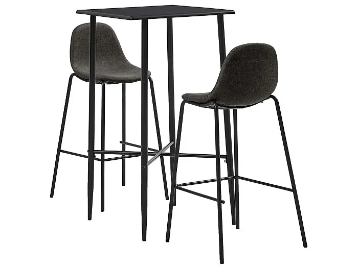 Juego de mesa alta y taburetes 3 piezas tela gris oscuro ES51704