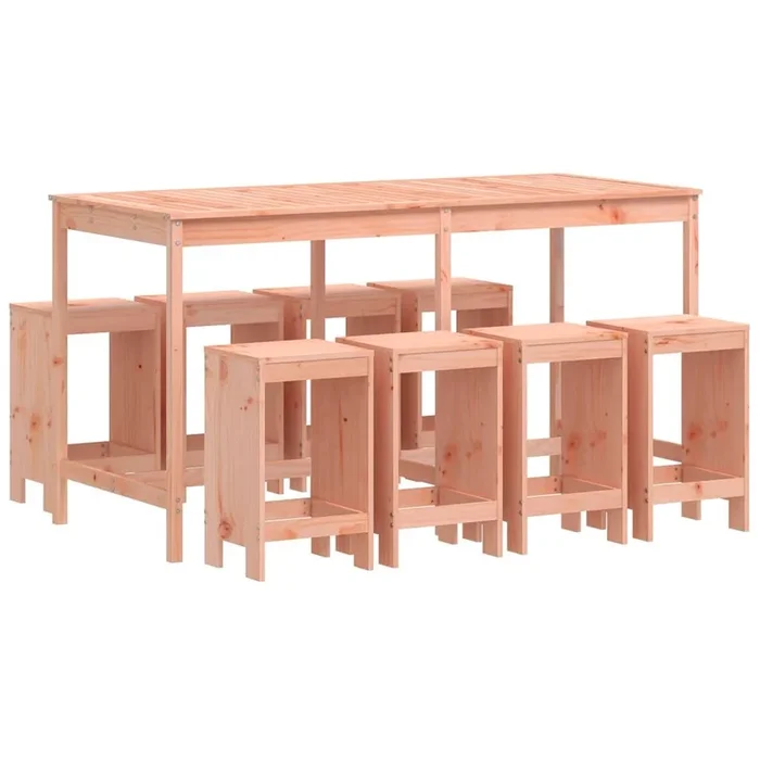 Juego de muebles de jardin 9 piezas madera maciza abeto Douglas