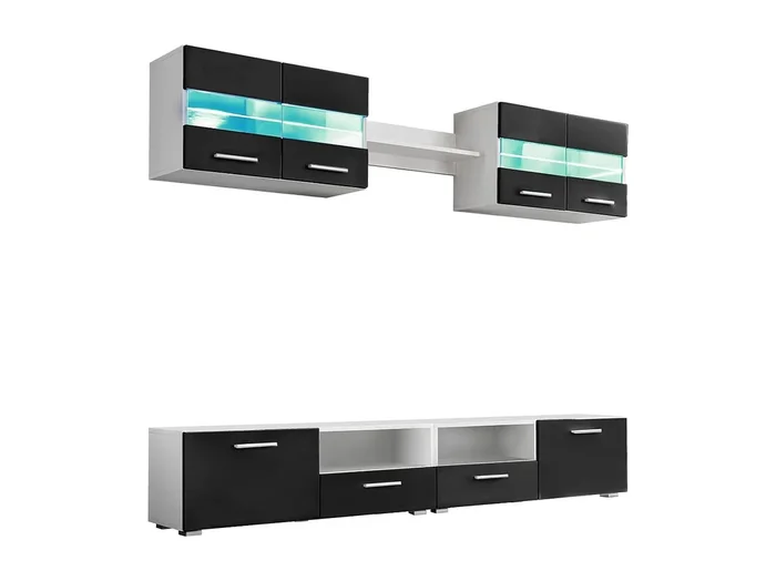 Juego de pared para 5 habitaciones con luces LED negro brillante 02_0025383