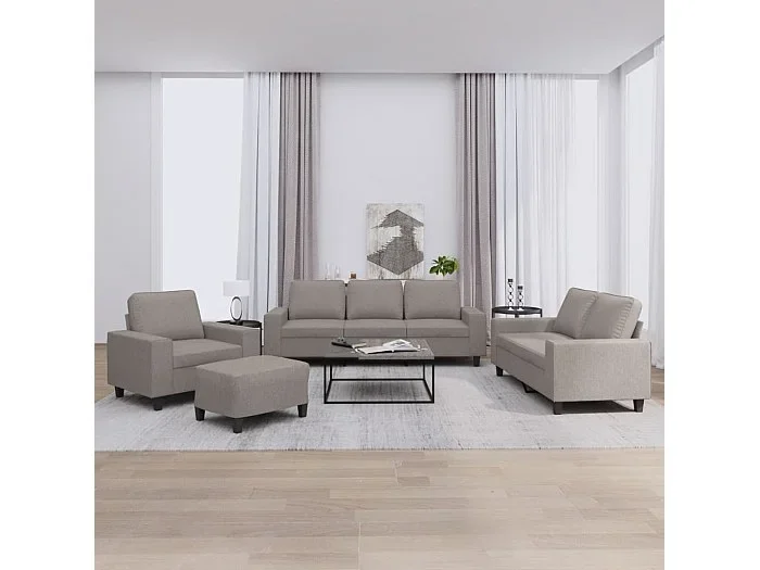 Juego de sofás 4 piezas tela gris taupe