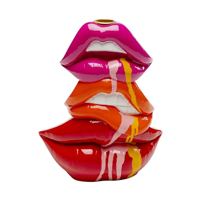 KARE Candelabro Labios, altura 20 cm, poliresina, rojo