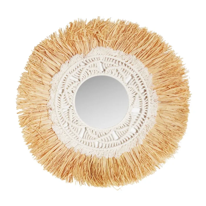 Kasses Espejo, de Rafia, en color Natural, de 43x1x43cm – Lastdeco