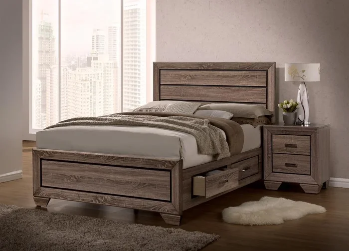 Kauffman Washed Taupe Eastern King Storage Bed