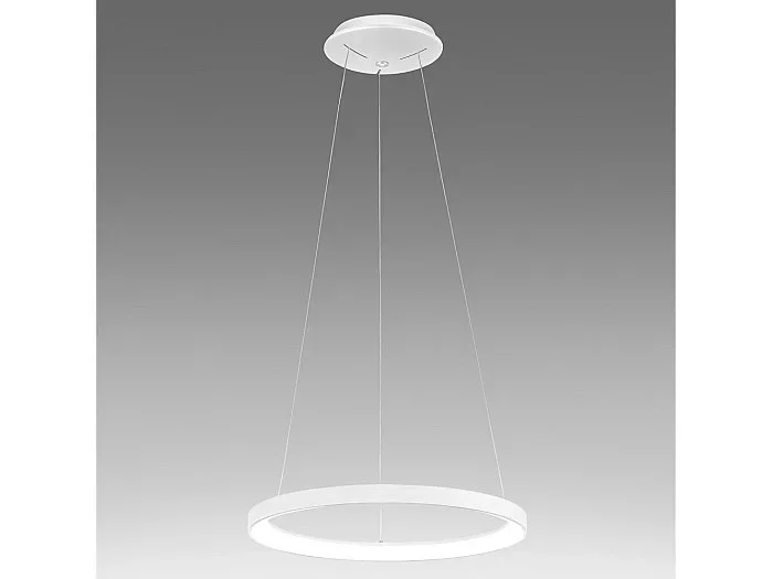 Krizia – Lámpara colgante LED regulable 50W – 2900lm, luz cálida 3000K, aro blanco mate, difusor opal, d. 60cm, IP20
