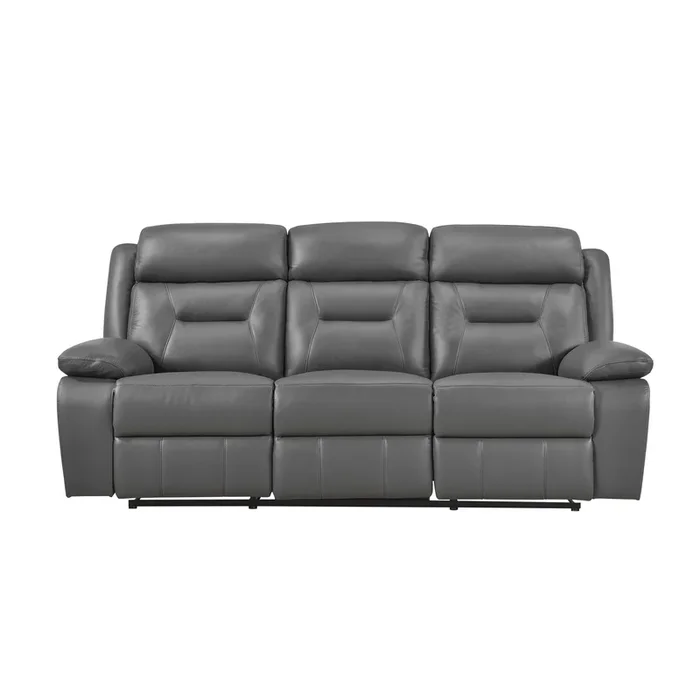Laconia Dark Gray Leather Double Reclining Sofa