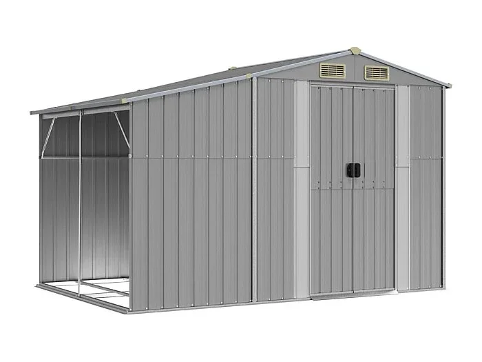 Lakeville Cobertizo de jardín acero galvanizado gris 277×192,5×179 cm