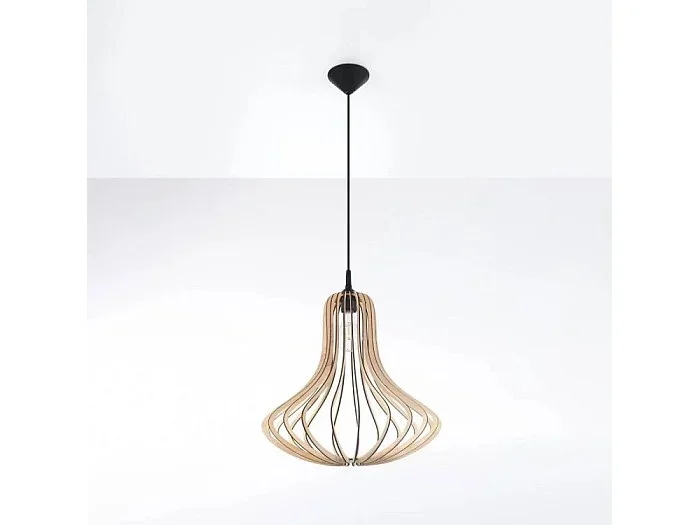 Lampada a sospensione in filo di legno naturale E27 Lámpara colgante con marco de alambre Madera natural E27