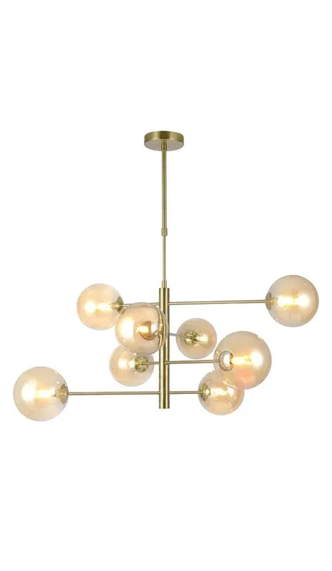 Lámpara 8 luces modelo Galaxia acabado laton, 62cm(alto) 85cm(ancho) 72cm(largo)