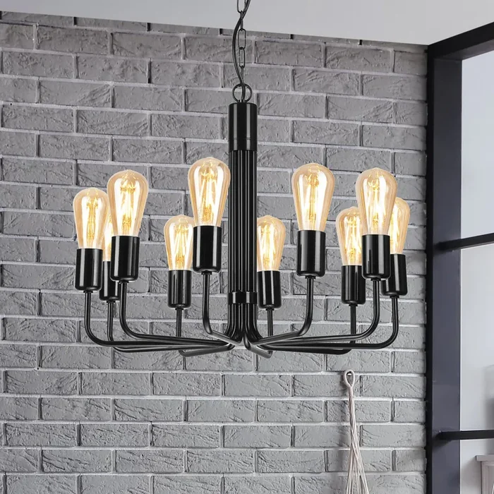 Lámpara de araña Malou, 10 luces, negro