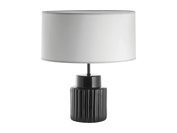Lámpara de mesa CERAMIC estilo clásico – E27 15W – Alt. 46,5 cm – pantalla algodón ø38 cm – IP20 – cable 2 mts – on&off- ceramica – negro y blanco