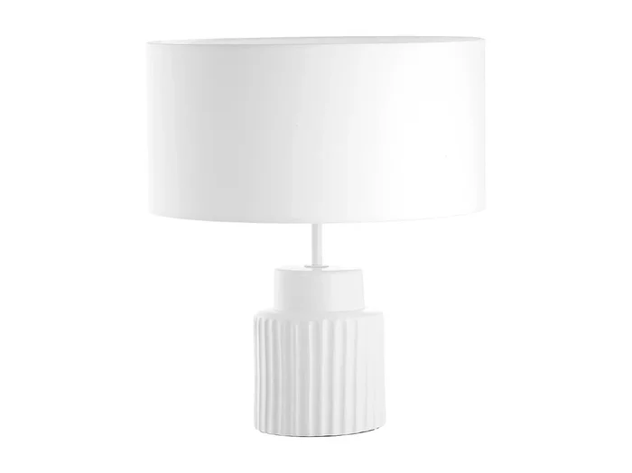 Lámpara de mesa CERAMIC estilo clásico – E27 15W – Alt. 46,5 cm – pantalla algodón ø38 cm – IP20 – cable 2 mts – on&off- ceramica y blanco