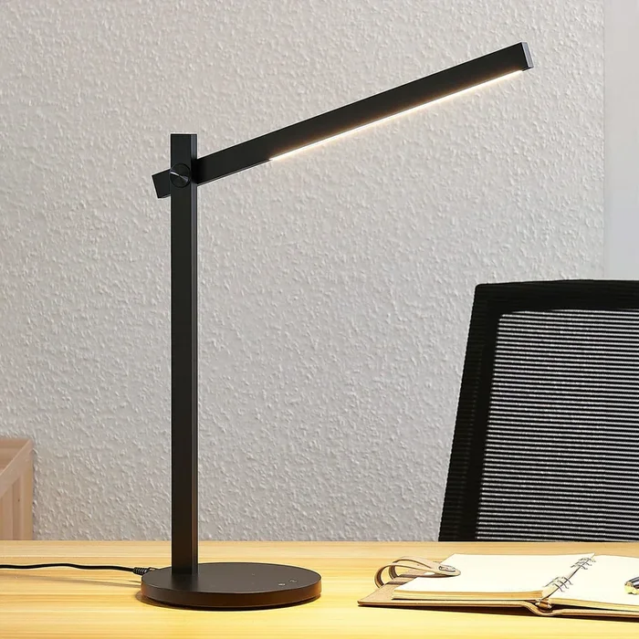 Lámpara de mesa LED Lindby Loretta, 43 cm, negra, CCT