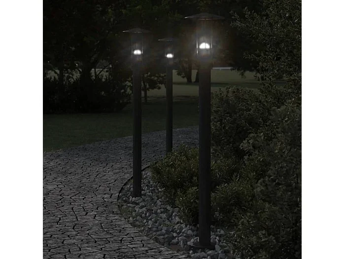 Lámpara de suelo de exterior acero inoxidable negro 100 cm ES148292