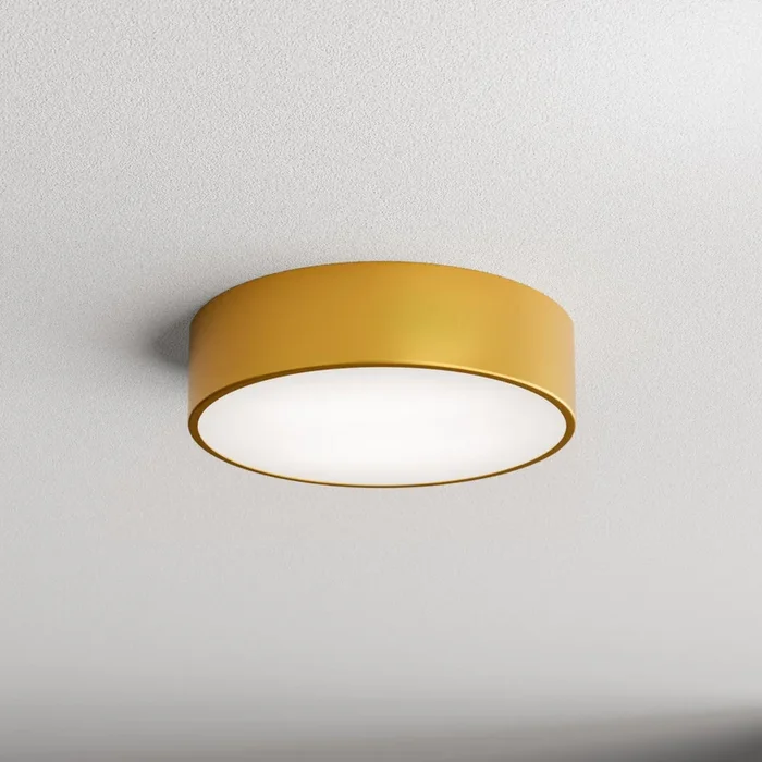 Lámpara de techo Cleo 300, dorada, sensor, IP54, Ø 30 cm, metal