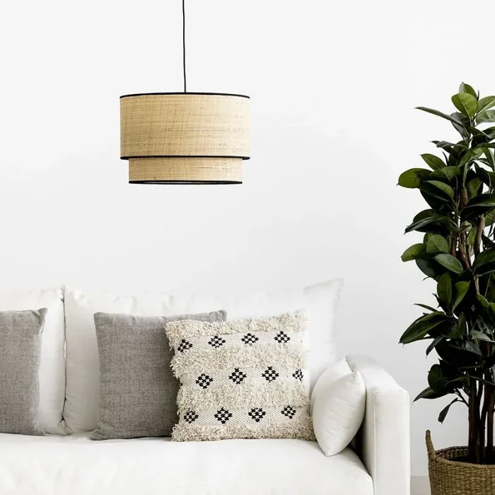 Lámpara de techo doble negra Lombok Natural – Kenay Home