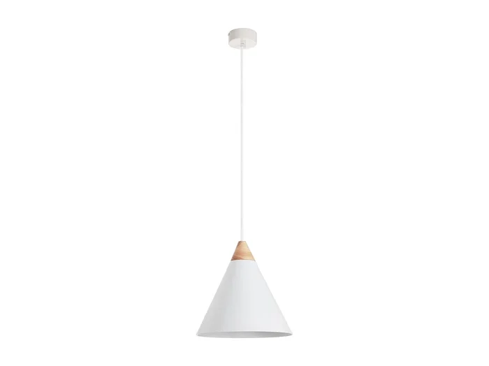 Lámpara de techo ODA estilo moderno – Alt. 150 cm x D. 25,5 cm – E27 60W – acero y madera de fresno- blanco – IP 20