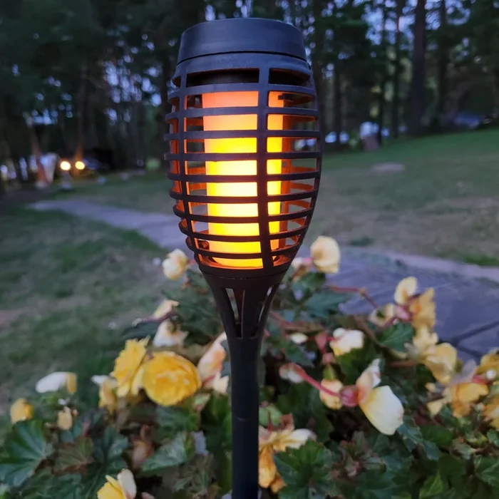 Lámpara LED solar con pica FANILO, negra, 45 cm, juego de 5 unidades IP44