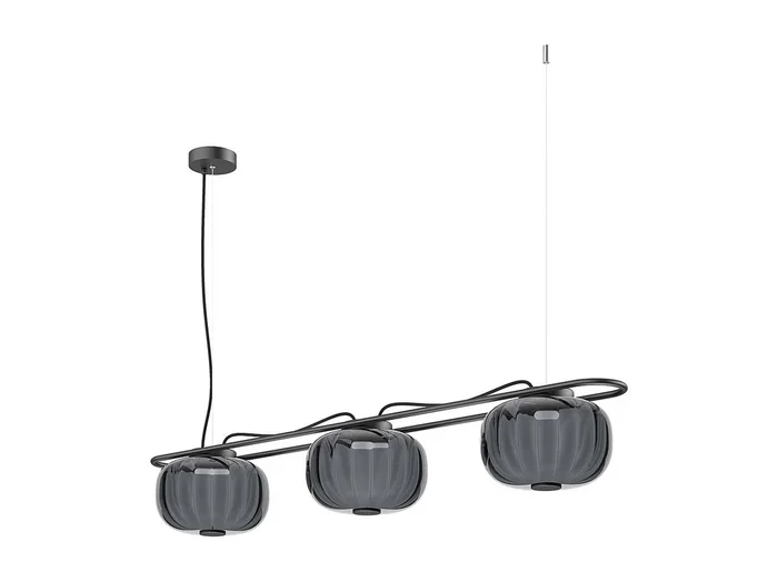 Lámpara te techo KRISTA estilo clásico – 2x LED SMD AC 10W – 2490lm y 2700K – pantalla cristal ø24 cm x Alt. 130 cm – Acero y azul – IP20