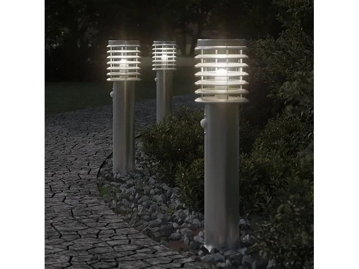 Lámparas de suelo de exterior con sensor acero inoxidable 60 cm ES473289