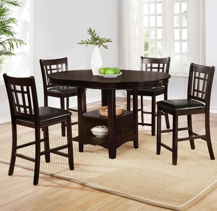 Lavon Espresso and Black Counter Height Dining Set
