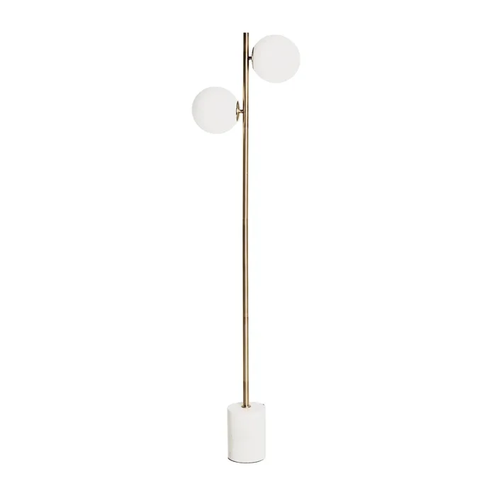 Leba Lámpara de Pie, de Hierro, en color Blanco/Oro, de 40x18x153cm – Lastdeco