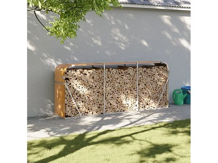 Leñero de acero galvanizado marrón claro 234x45x100 cm ES857068