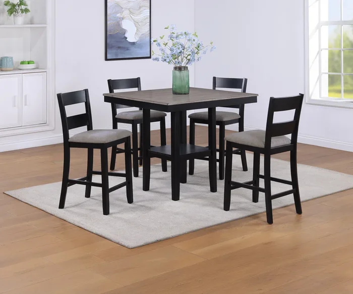 Lester Light Gray 5-Piece Counter Height Set