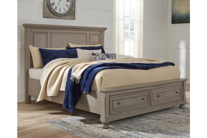 Lettner Light Gray Queen Storage Platform Bed