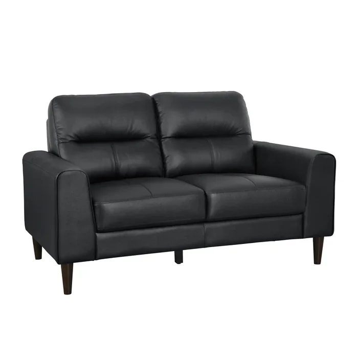 Lewes Black Leather Loveseat