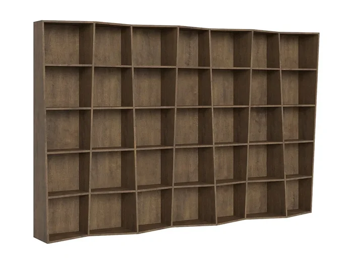 Librería de madera blanca desestructurada Brika 317 cm-Color Marrón-Anchura 317 cm
