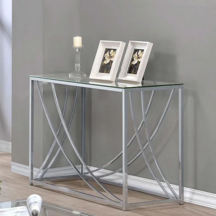 Lille Chrome Glass Top Rectangular Sofa Table Accents
