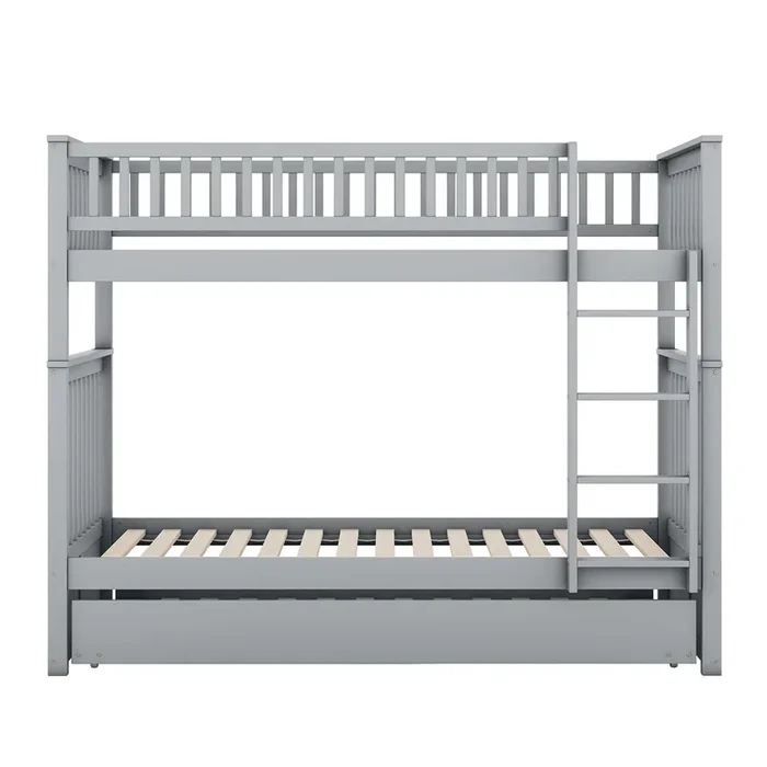 Litera 2x90x200cm con cama nido 90x190cm – con barandilla y escalera – Gris