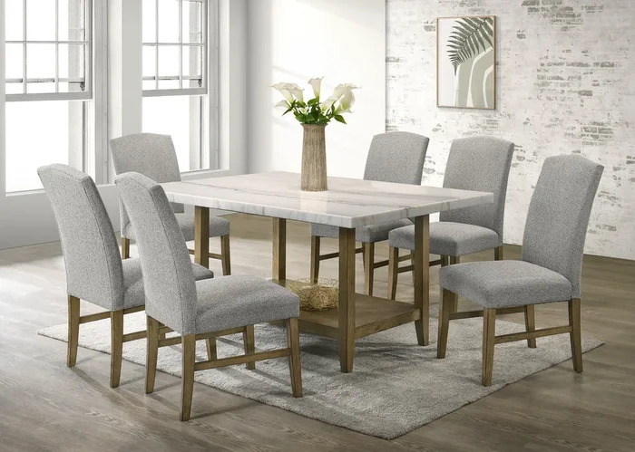 Lola Genuine Marble 7-Piece Dining Set