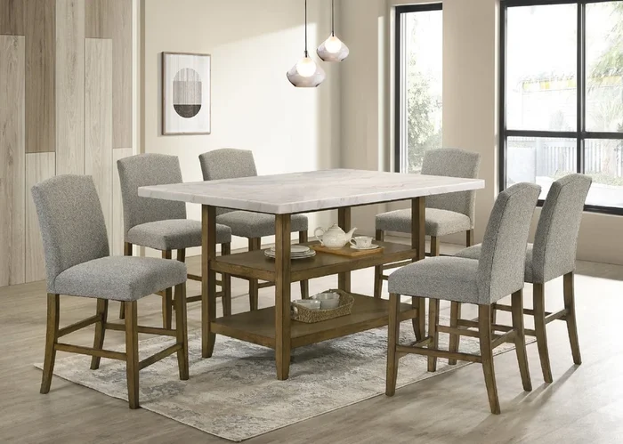 Lola Genuine Marble 7-Piece Dining Set