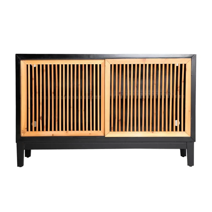 Lomqui Buffet, de Madera de Abeto, en color Negro/Natural, de 121x36x76cm – Lastdeco