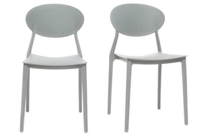 Lote de 2 sillas modernas gris polipropileno ANNA